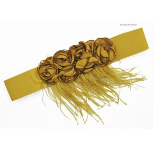 Cinturón mostaza plumas