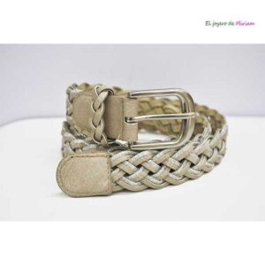 Cinturón taupé y plata