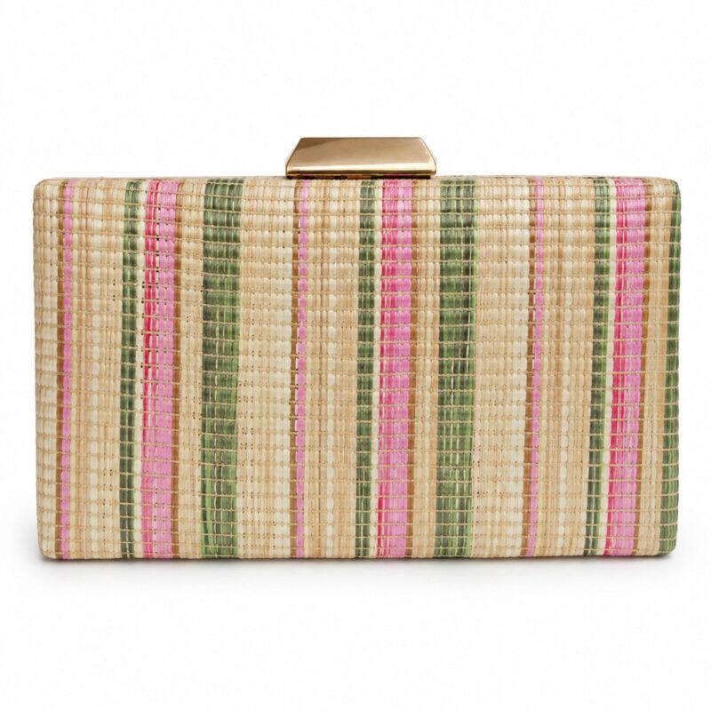 Bolso clutch de rafia rayas