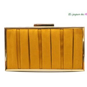 Clutch mostaza cajita plisada