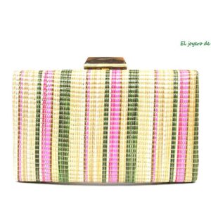 Bolso clutch símil mimbre rayas