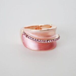 Anillo elástico rosa brillantes