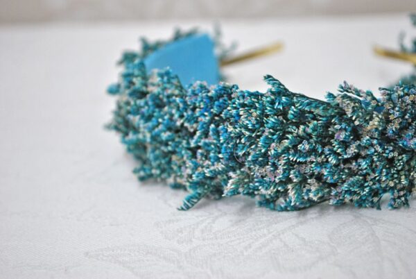 Diadema tocado azul espigas - Imagen 4