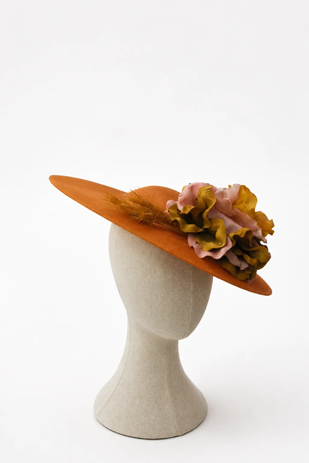 Tocado plato mostaza y rosa - Imagen 3