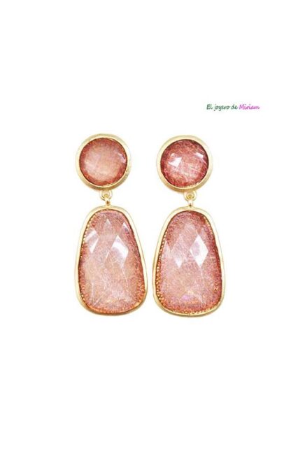 Pendientes rosas facetados