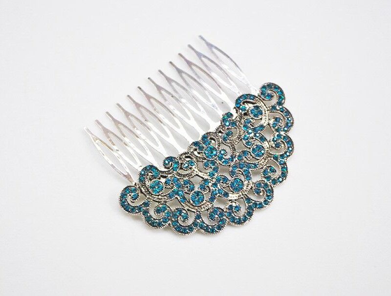 Peineta azul petróleo