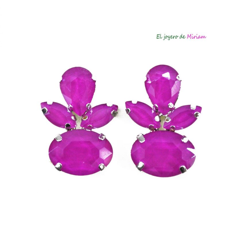Pendientes fucsias cristal