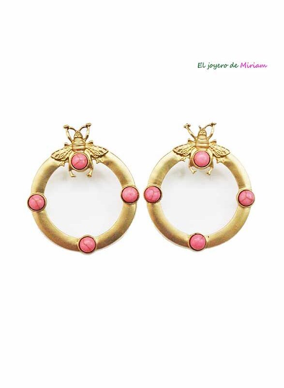 Pendientes rosas insecto