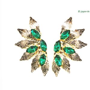 Pendientes verdes hojas