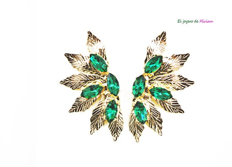 Pendientes verdes hojas