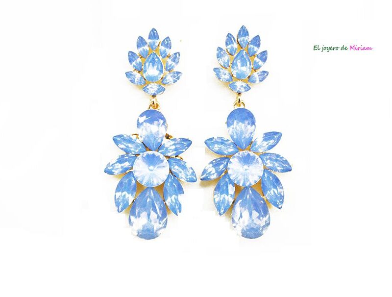 Pendientes cristal celeste