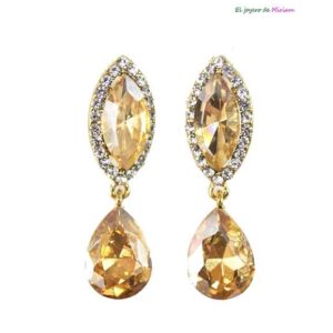 Pendientes dorados cristales blancos