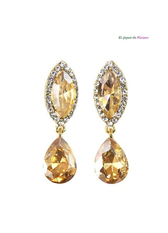 Pendientes dorados cristales blancos