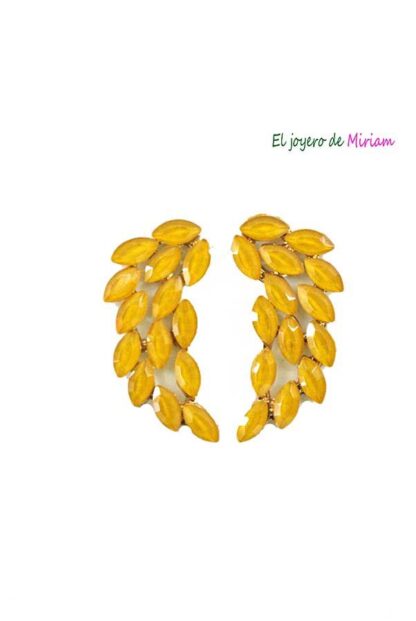 Pendientes mostaza cristales