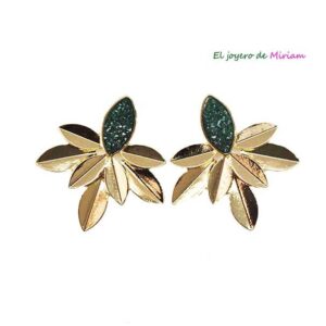 Pendientes verde botella y oro