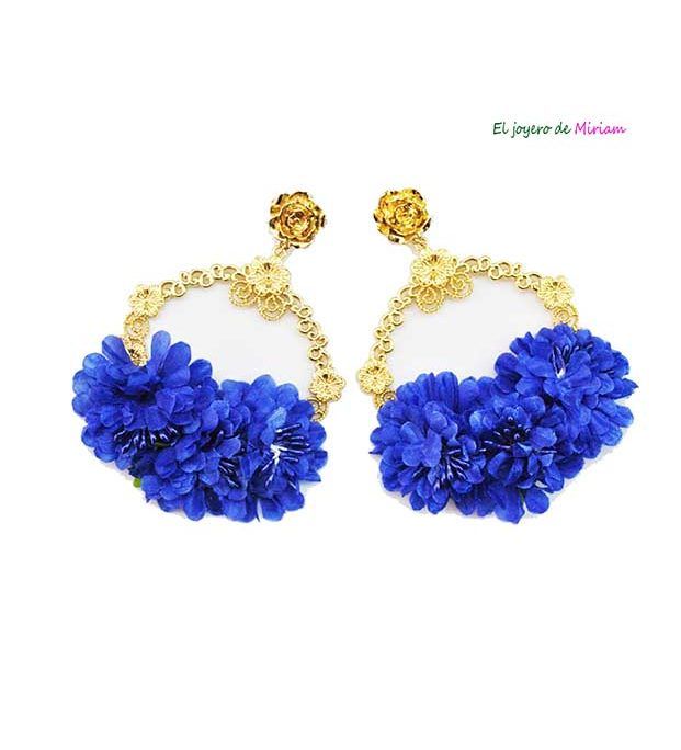 Pendientes flamenca azul klein - de Miriam