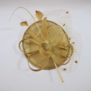 Tocado dorado redecilla topos