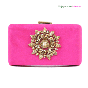 Clutch fucsia pedrería