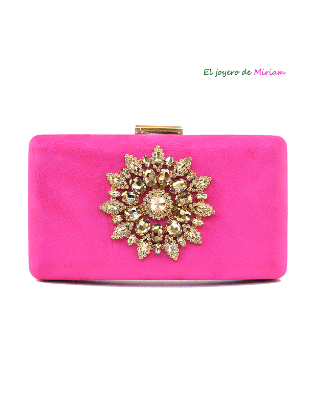 Clutch fucsia pedrería
