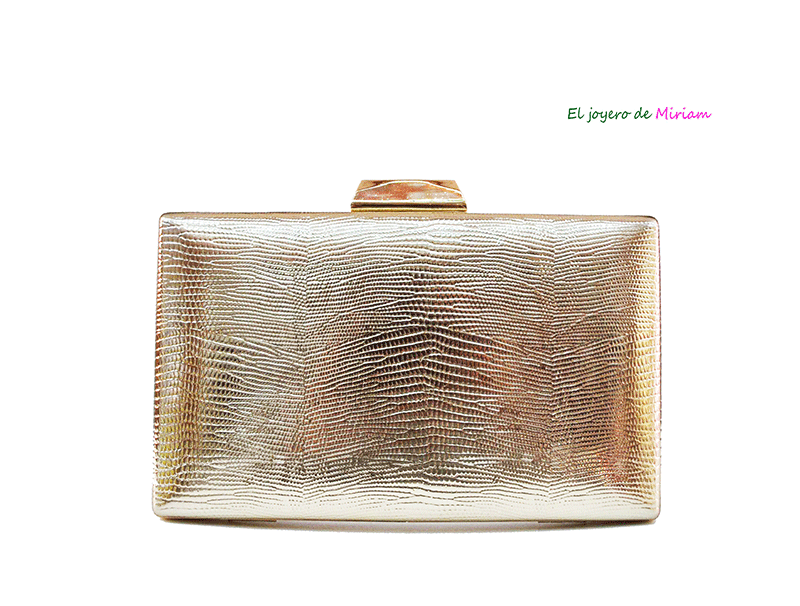 Bolso clutch dorado textura
