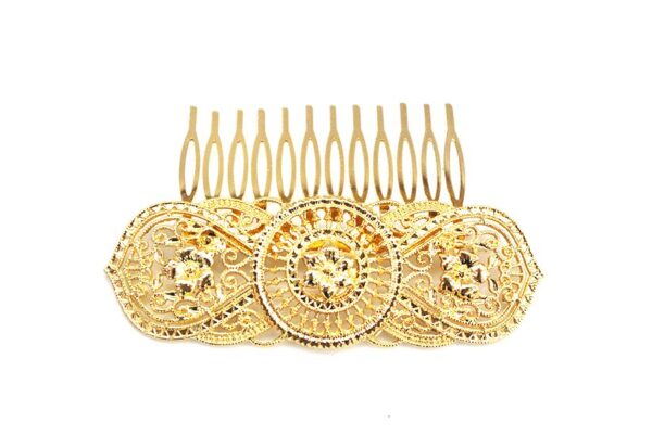 Peineta tocado dorado metal