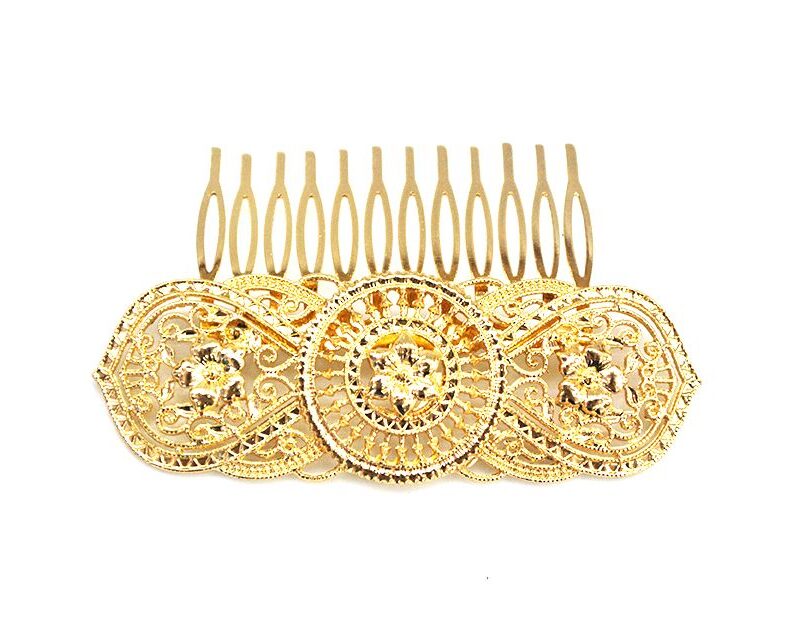 Peineta tocado dorado metal
