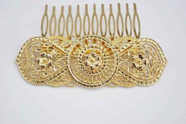 Peineta tocado dorado metal - Imagen 2