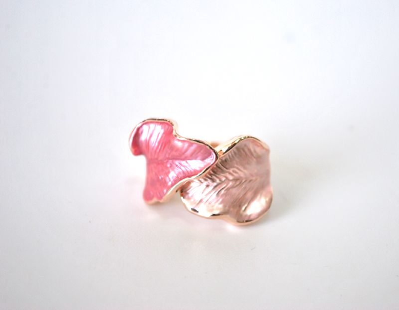 Anillo oro rosa hojas