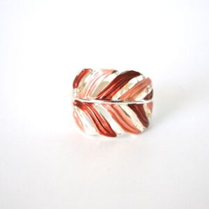 Anillo plateado esmaltes naranjas