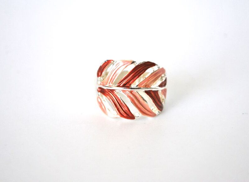 Anillo plateado esmaltes naranjas