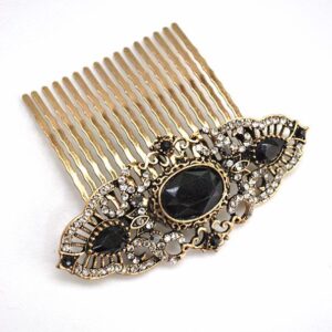 Peineta de fiesta piedras negras