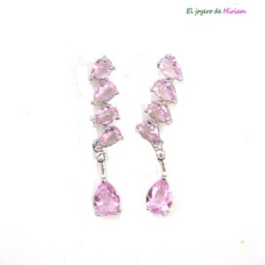 Pendientes rosas y plata
