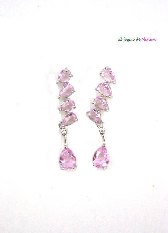 Pendientes rosas y plata