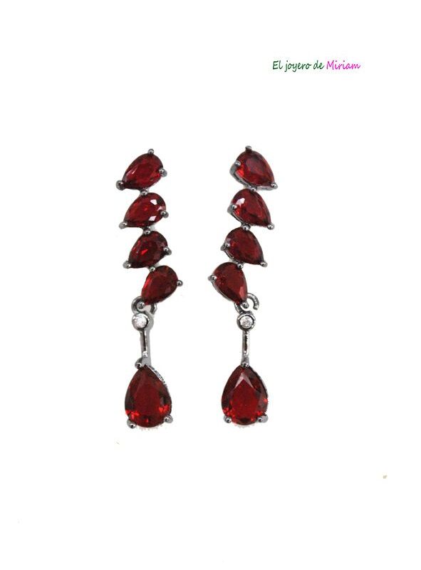 Pendientes granates y plata