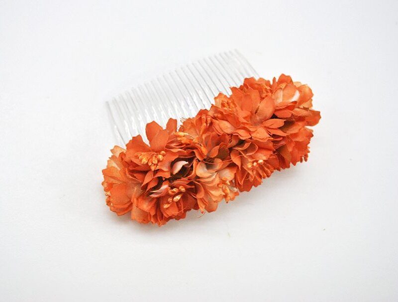 Peineta de fiesta flores naranjas