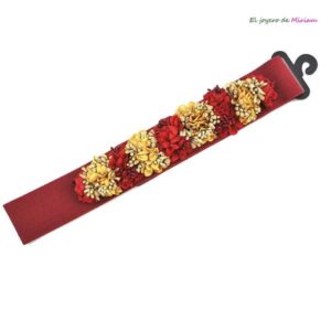 Cinturón rojo flores