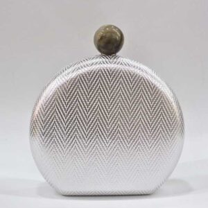 Bolso clutch redondo plateado