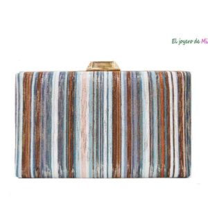 Bolso clutch azul rayas