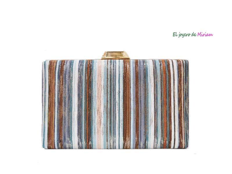 Bolso clutch azul rayas