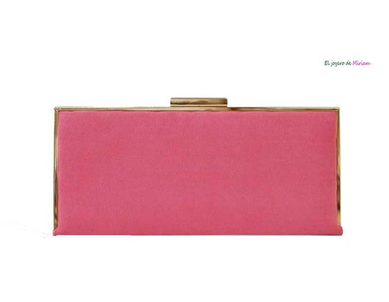 Clutch baguette coral con oro