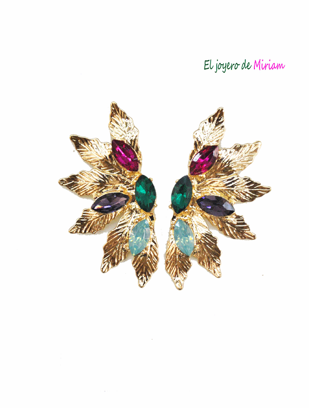 Pendientes multicolor hojas