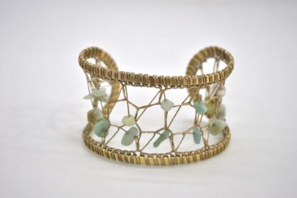 Brazalete dorado piedras aguamarina - Imagen 2