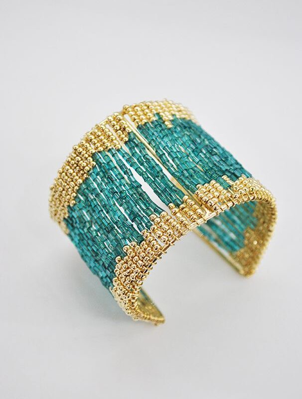 Brazalete turquesa y dorado