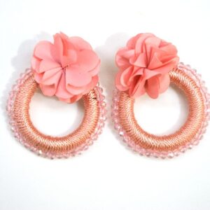 Pendientes aros flores rosas