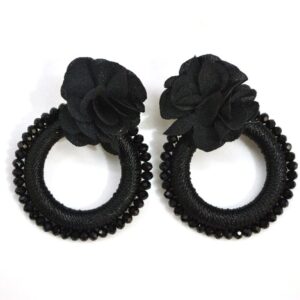 Pendientes aros negros flores