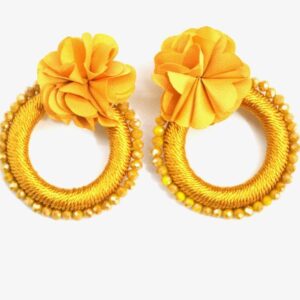 Pendientes aros flores mostaza