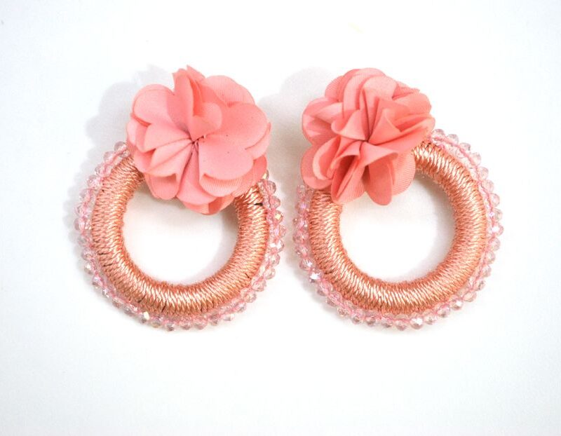 Pendientes aros flores rosas