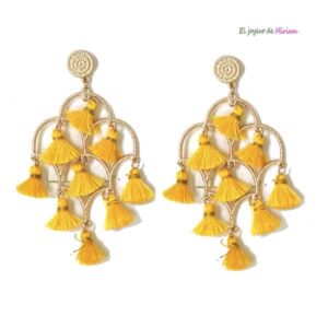 Pendientes amarillos flecos