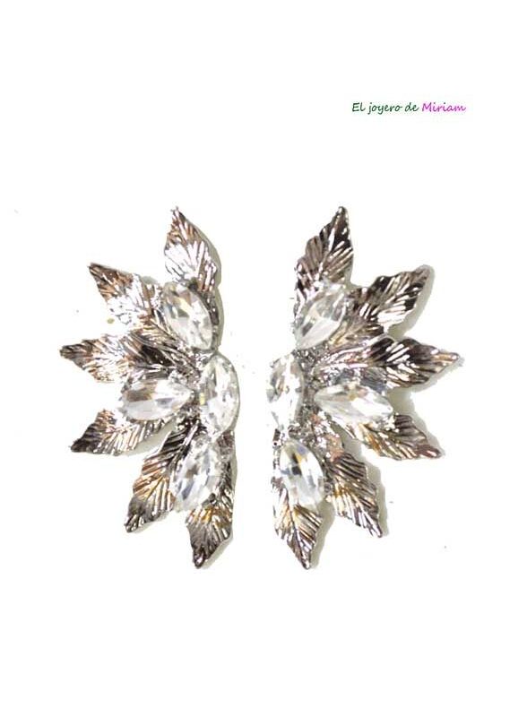 Pendientes plateados hojas