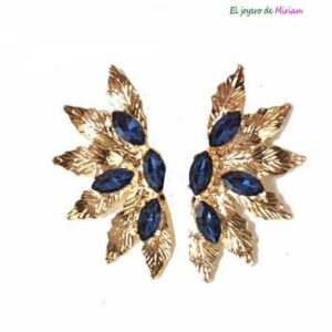 Pendientes azul marino hojas